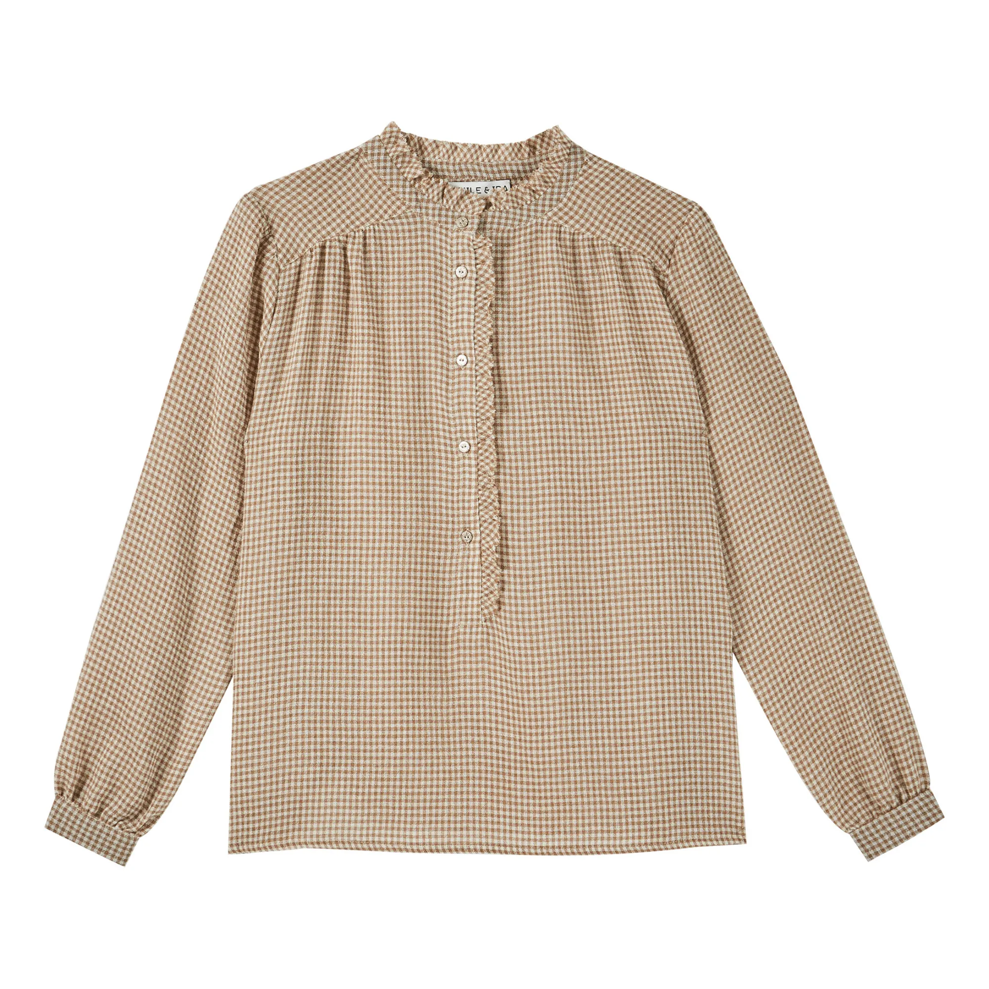 Gingham Viscose and Wool Blouse - Women’s Collection  | Beige- Product image n°0