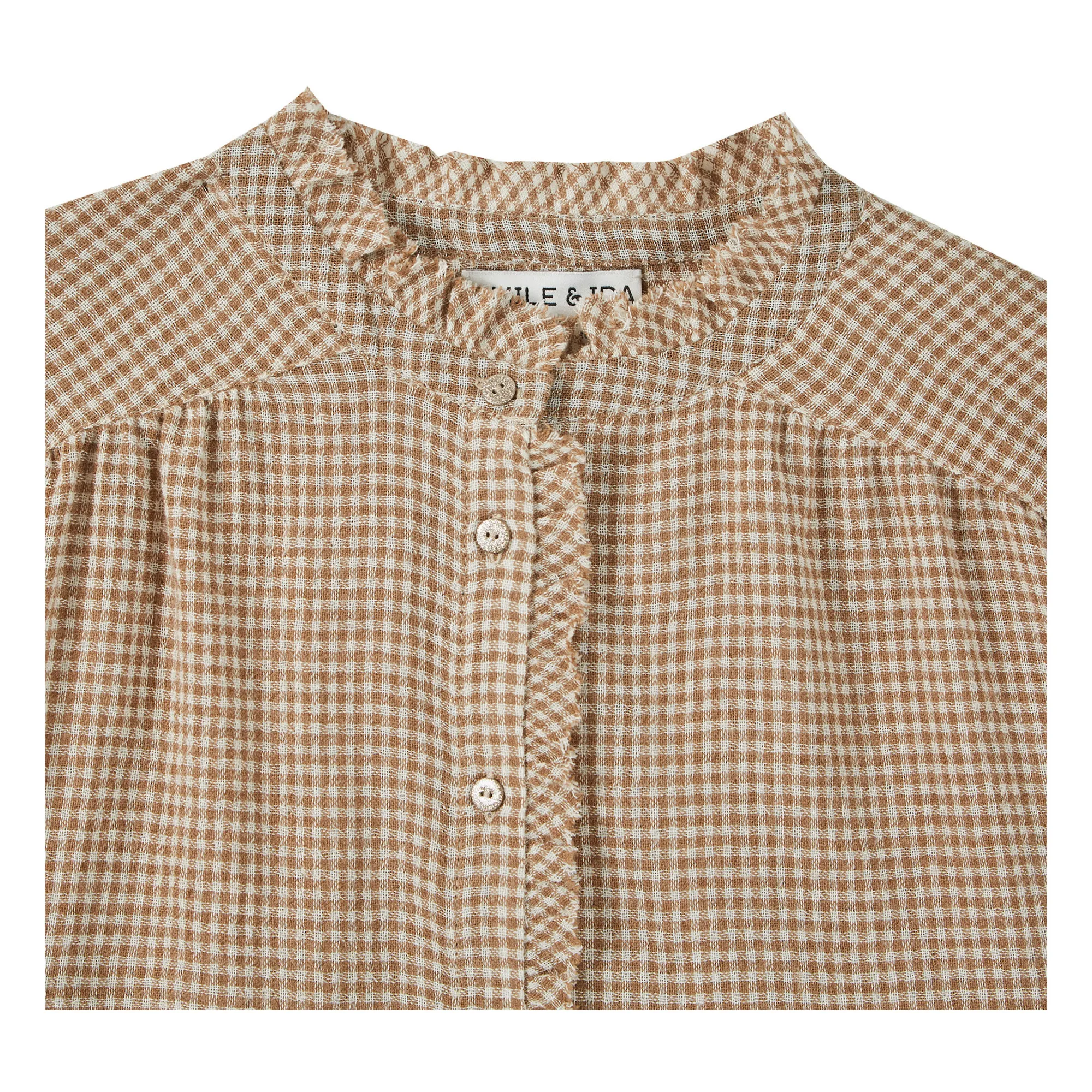 Gingham Viscose and Wool Blouse - Women’s Collection  | Beige- Product image n°2