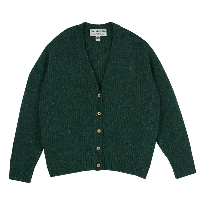 Cárdigan oversize de lana reciclada - Colección Mujer  | Verde- Imagen del producto n°0
