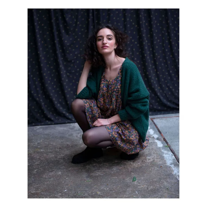Cárdigan oversize de lana reciclada - Colección Mujer  | Verde- Imagen del producto n°2