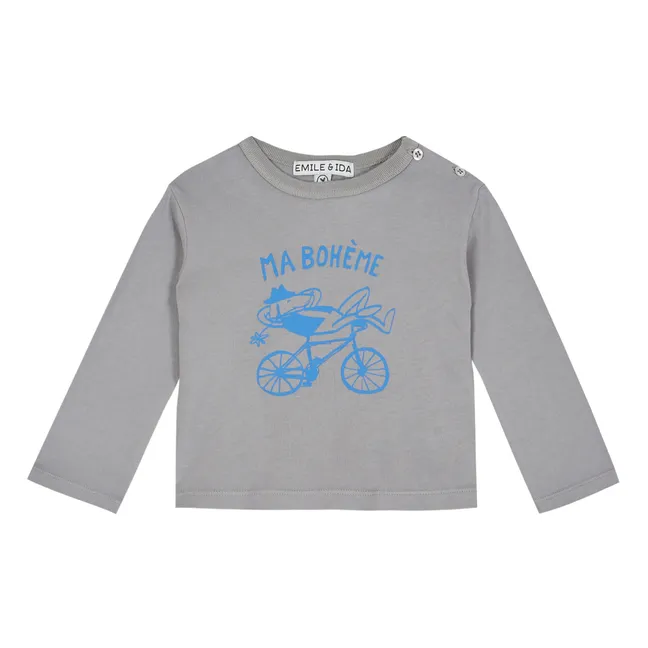 Bohème Organic Cotton Bicycle T-shirt | Grey