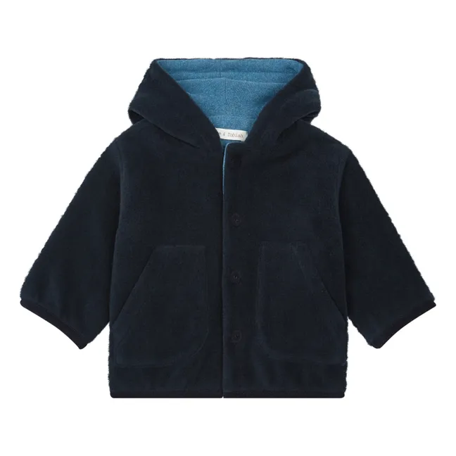 Lined Polar Fleece Coat | Navy blue