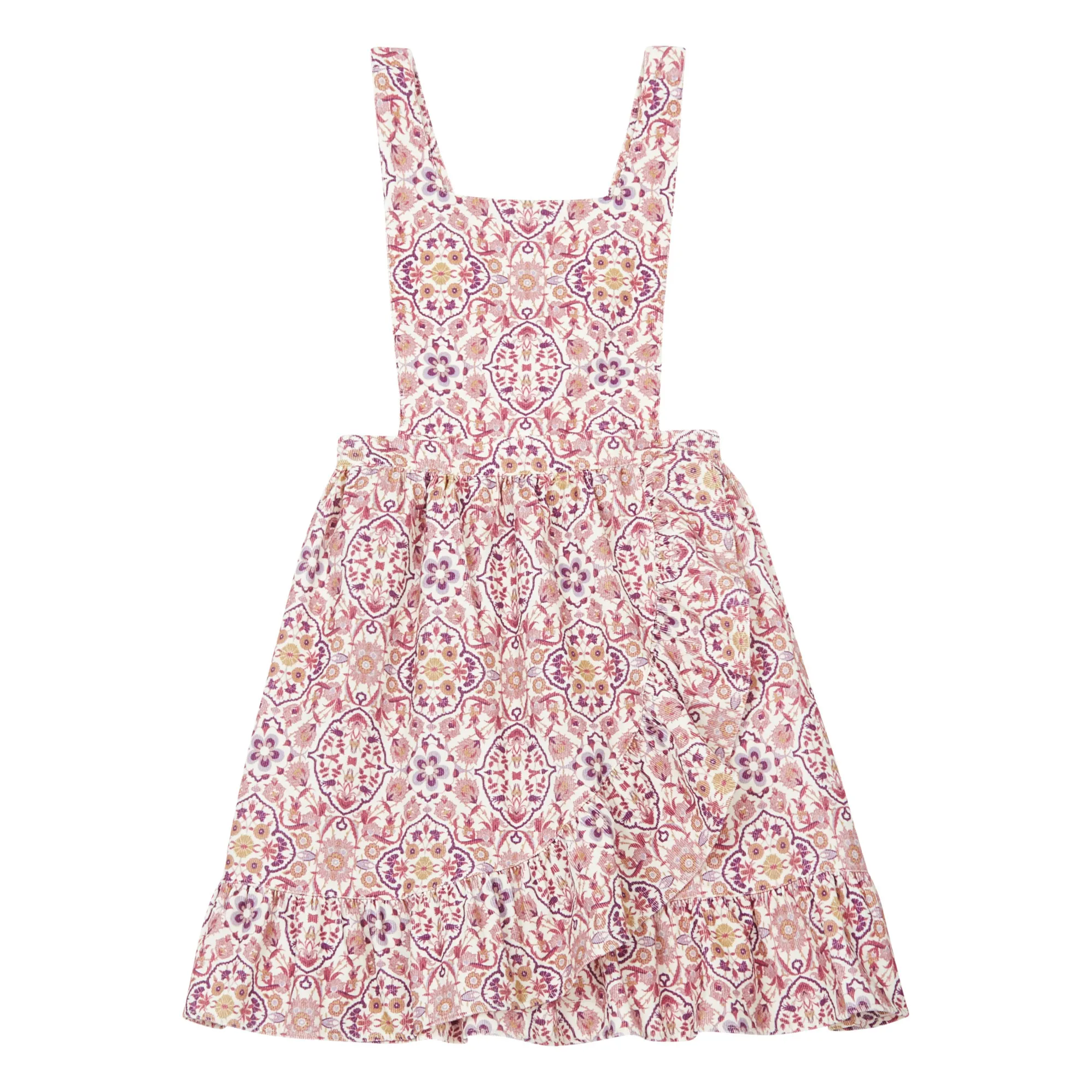 Zhoe & Tobiah Pink Floral Corduroy Apron Dress