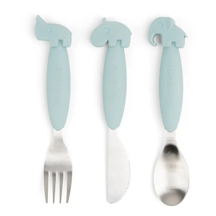 Deer Friends Easy-Grip Cutlery | Blue- Product image n°0