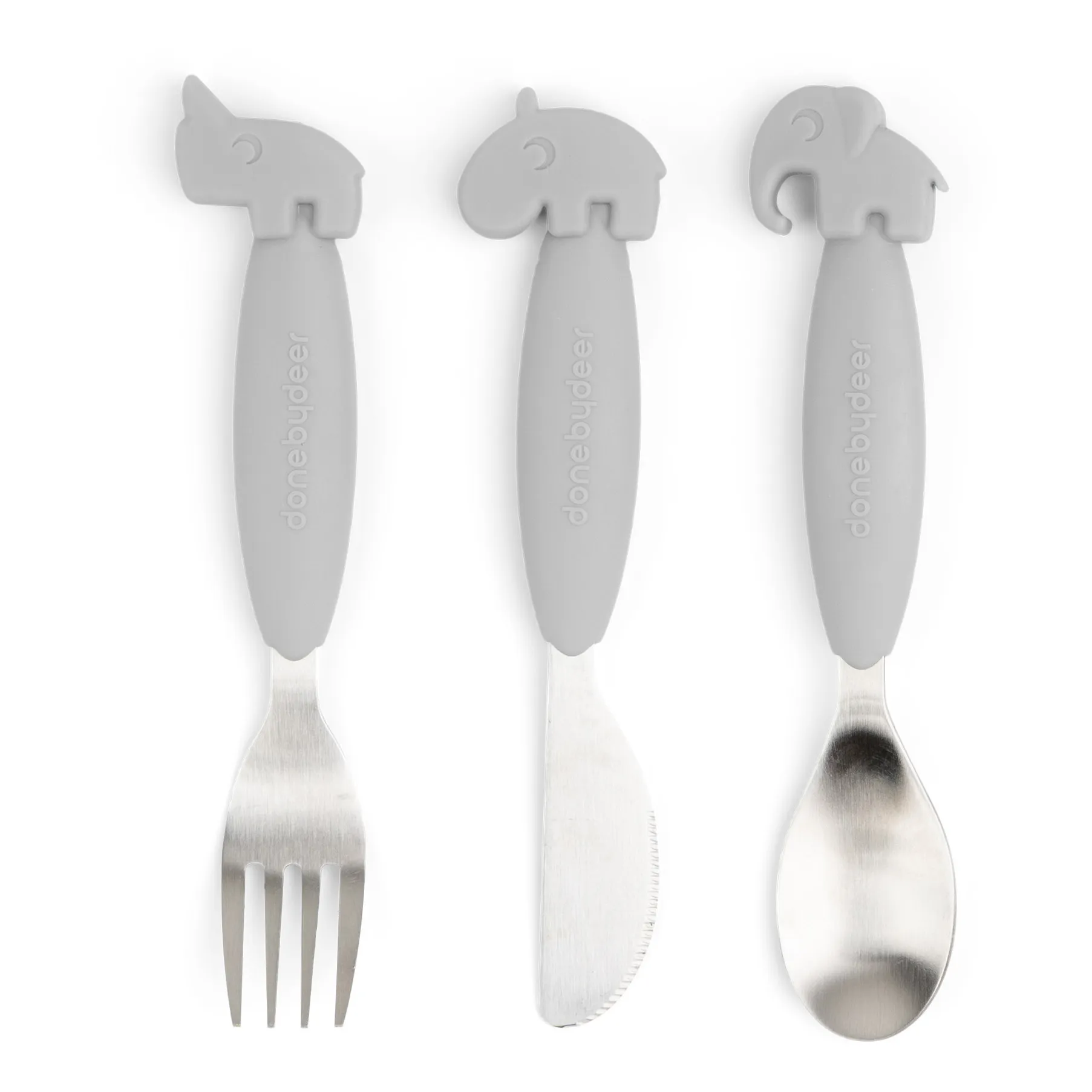 Done By Deer Grey Deer Friends Easy-Grip Cutlery