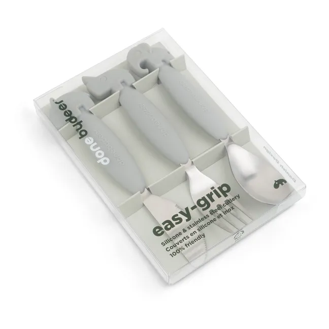 Cubiertos de fácil agarre Deer Friends | Gris