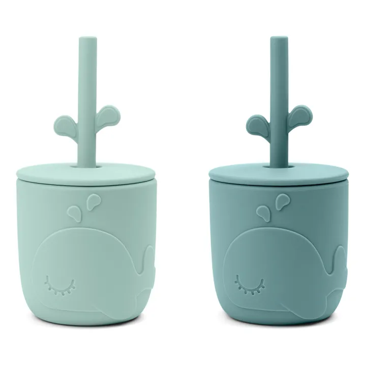 Gobelet et paille Wally - Set de 2 | Bleu- Image produit n°0