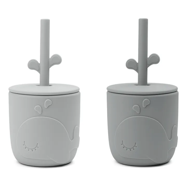 Gobelet et paille Wally - Set de 2 | Gris- Image produit n°0