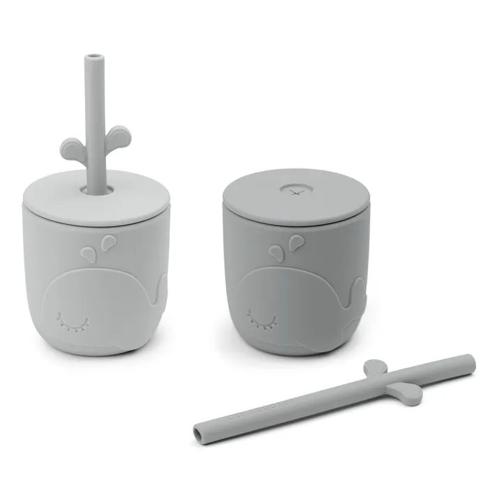 Gobelet et paille Wally - Set de 2 | Gris- Image produit n°1