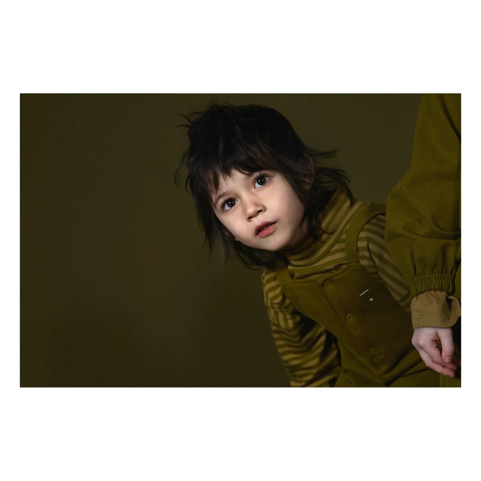 Organic Cotton Striped Turtleneck T-shirt | Olive green- Product image n°4