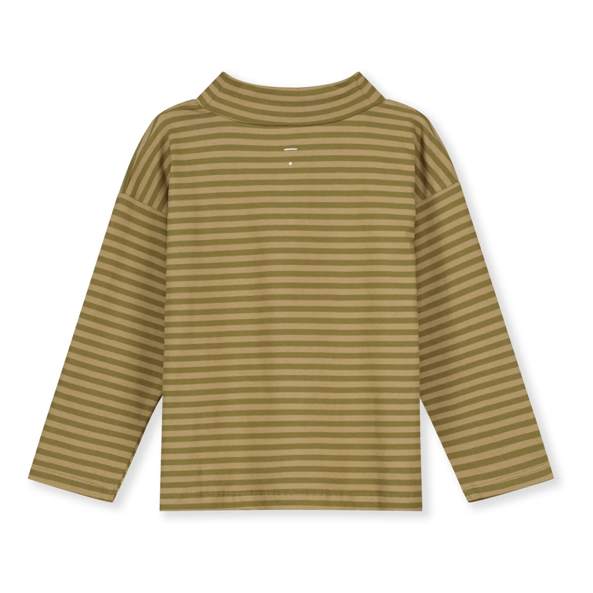 Organic Cotton Striped Turtleneck T-shirt | Olive green- Product image n°5