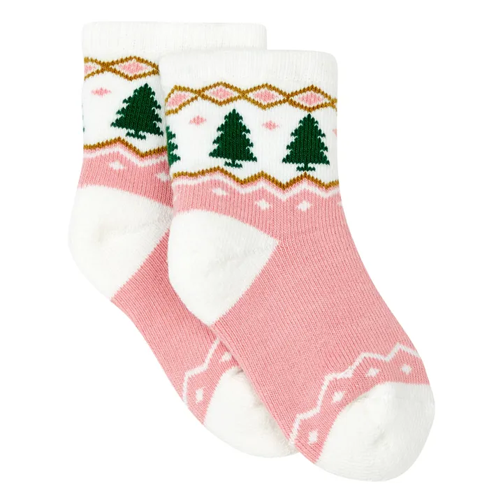 Socken Jacquard - Weihnachtskollektion  | Rosa- Produktbild Nr. 0