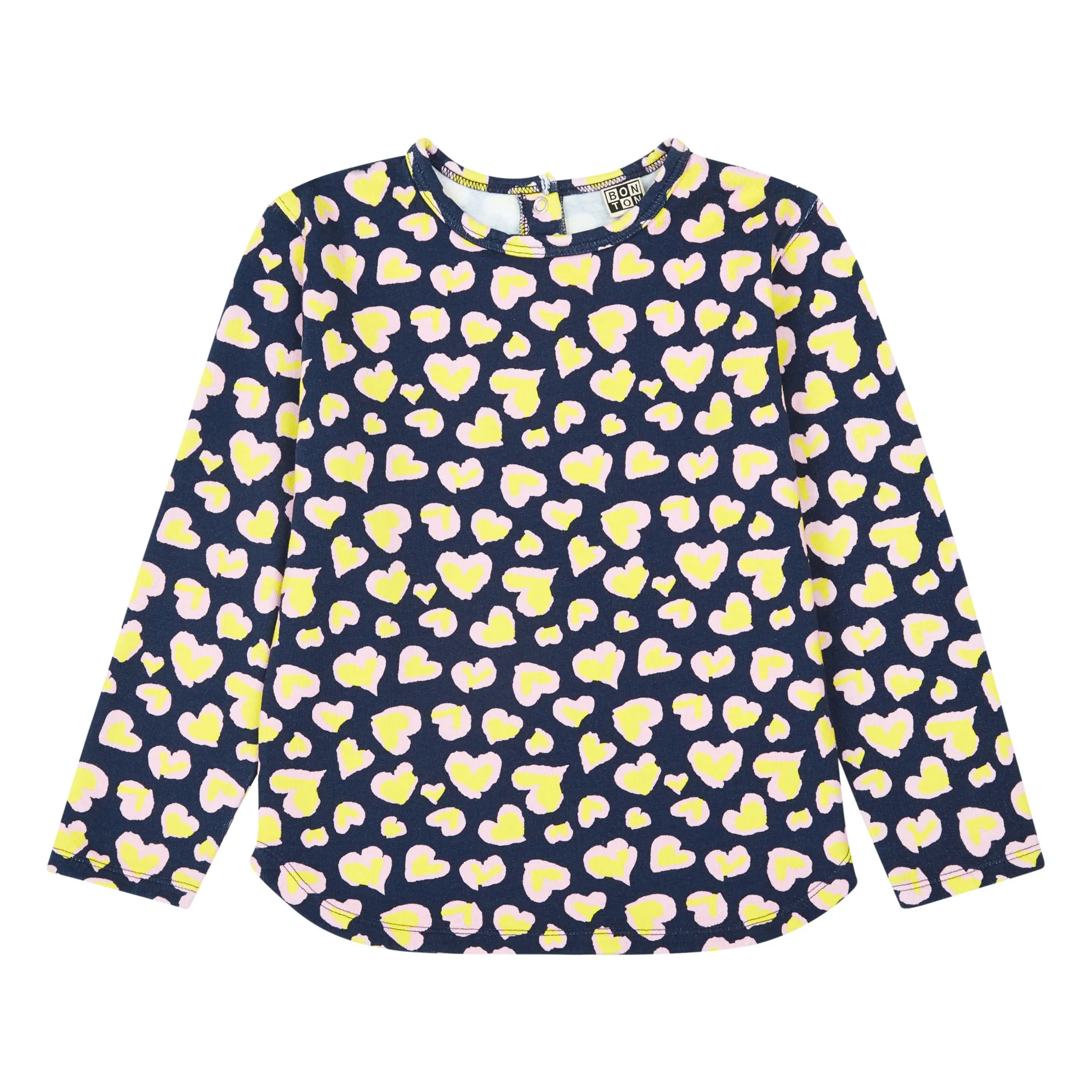 Bonton Navy Blue Leopard Heart Sweatshirt