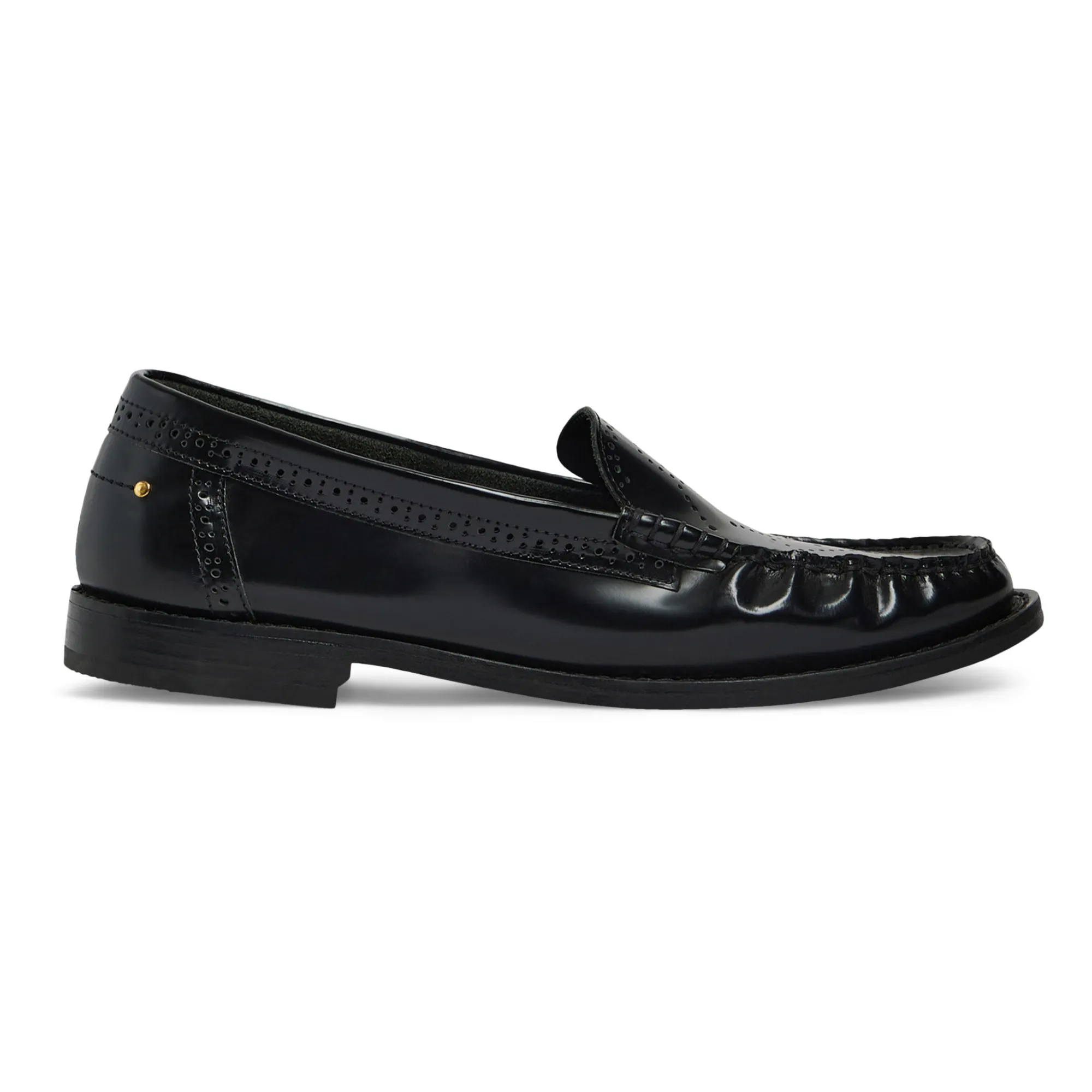 Vanessa Bruno Perforated Patent Leather Loafers Black Smallable