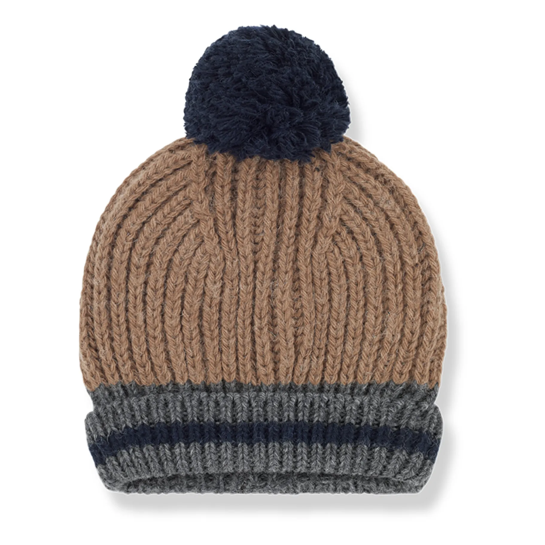 1+ In The Family Caramel Sangei Two-Tone Pompom Beanie