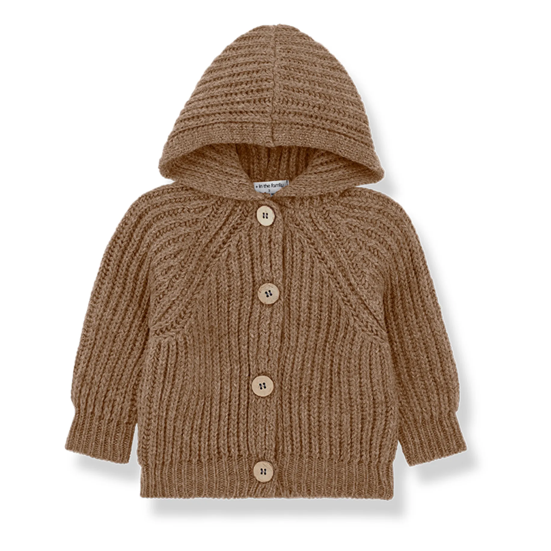 1+ In The Family Caramel Aniol Hooded Woollen Cardigan