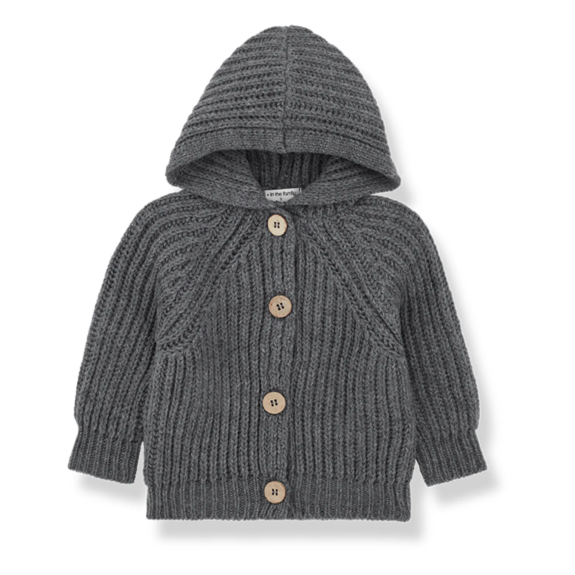 1+ In The Family Grey Aniol Hooded Woollen Cardigan