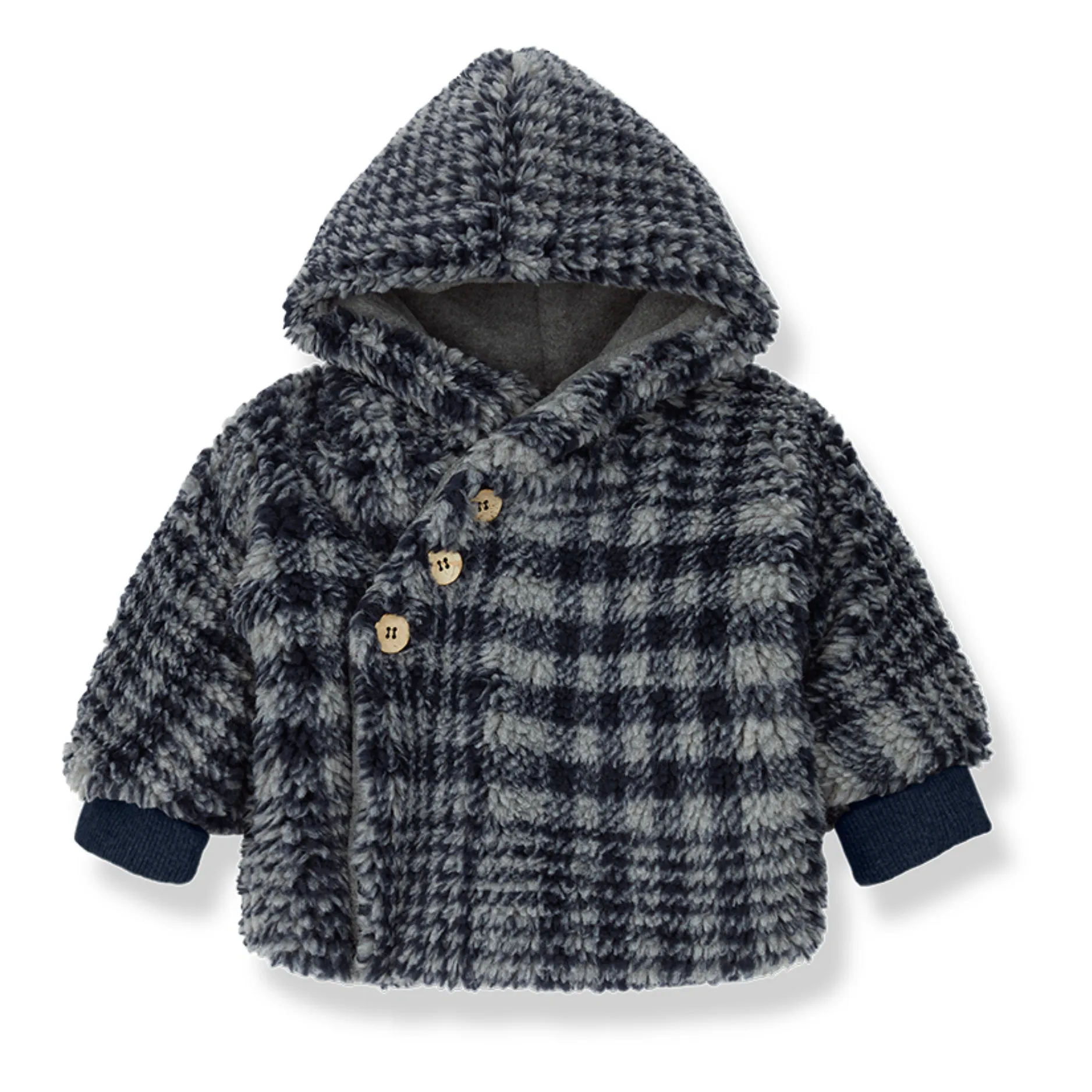 1+ In The Family Navy Blue Ethan Faux Fur Coat