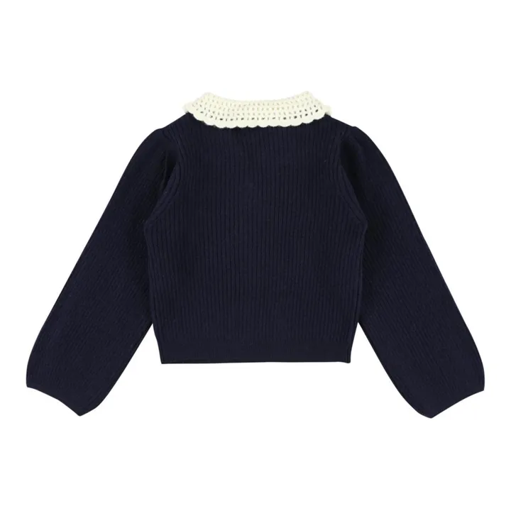 Queen Collared Cardigan | Navy blue- Product image n°1