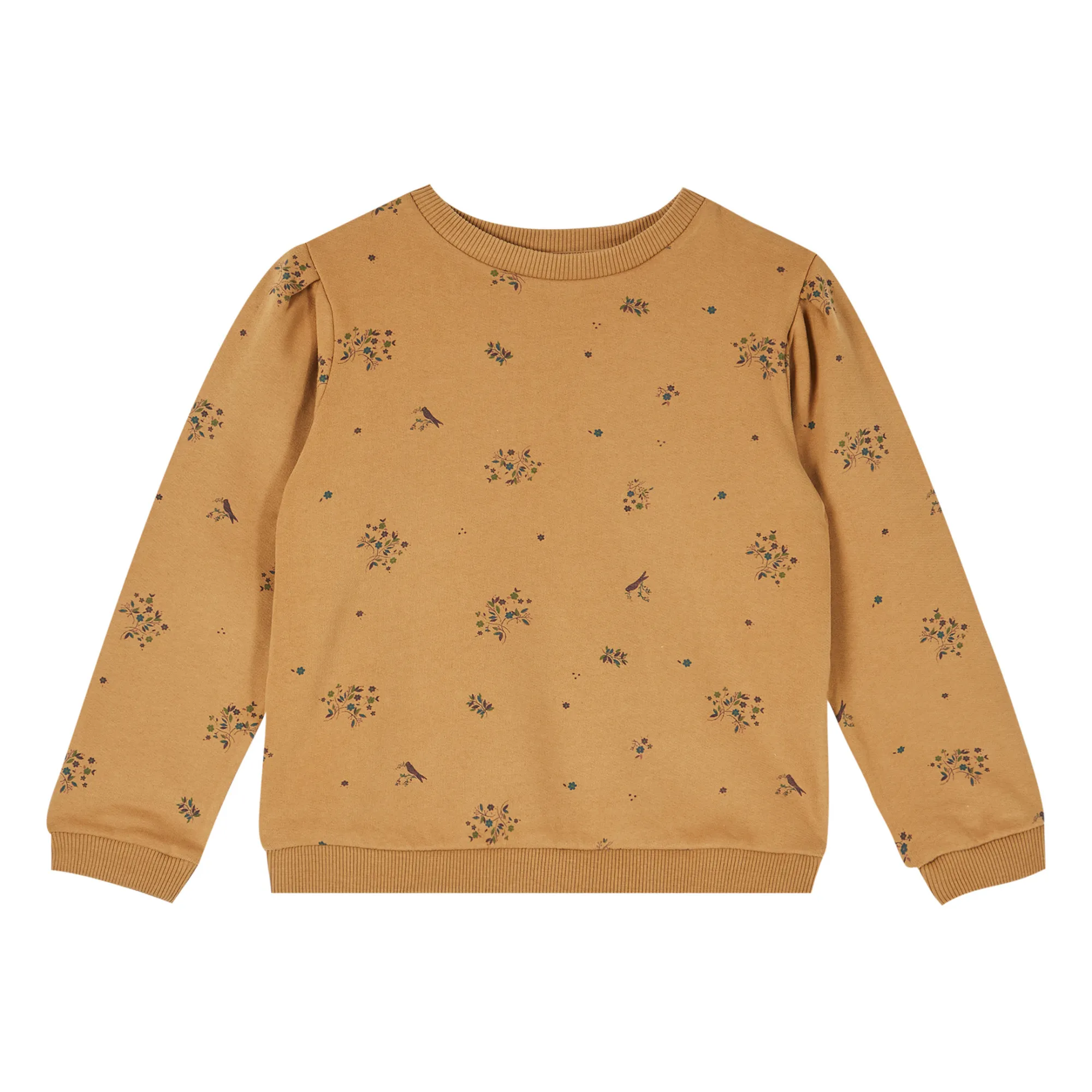Emile Et Ida Camel Floral Organic Cotton Sweatshirt