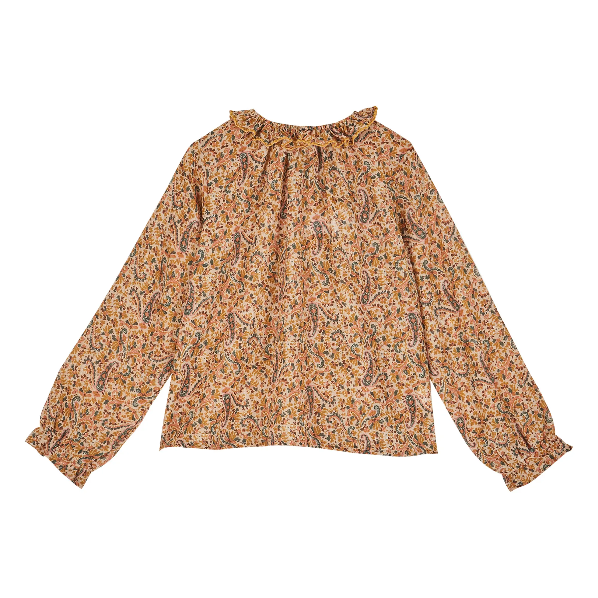 Emile Et Ida Camel Ruffle Collar Cashmere Blouse