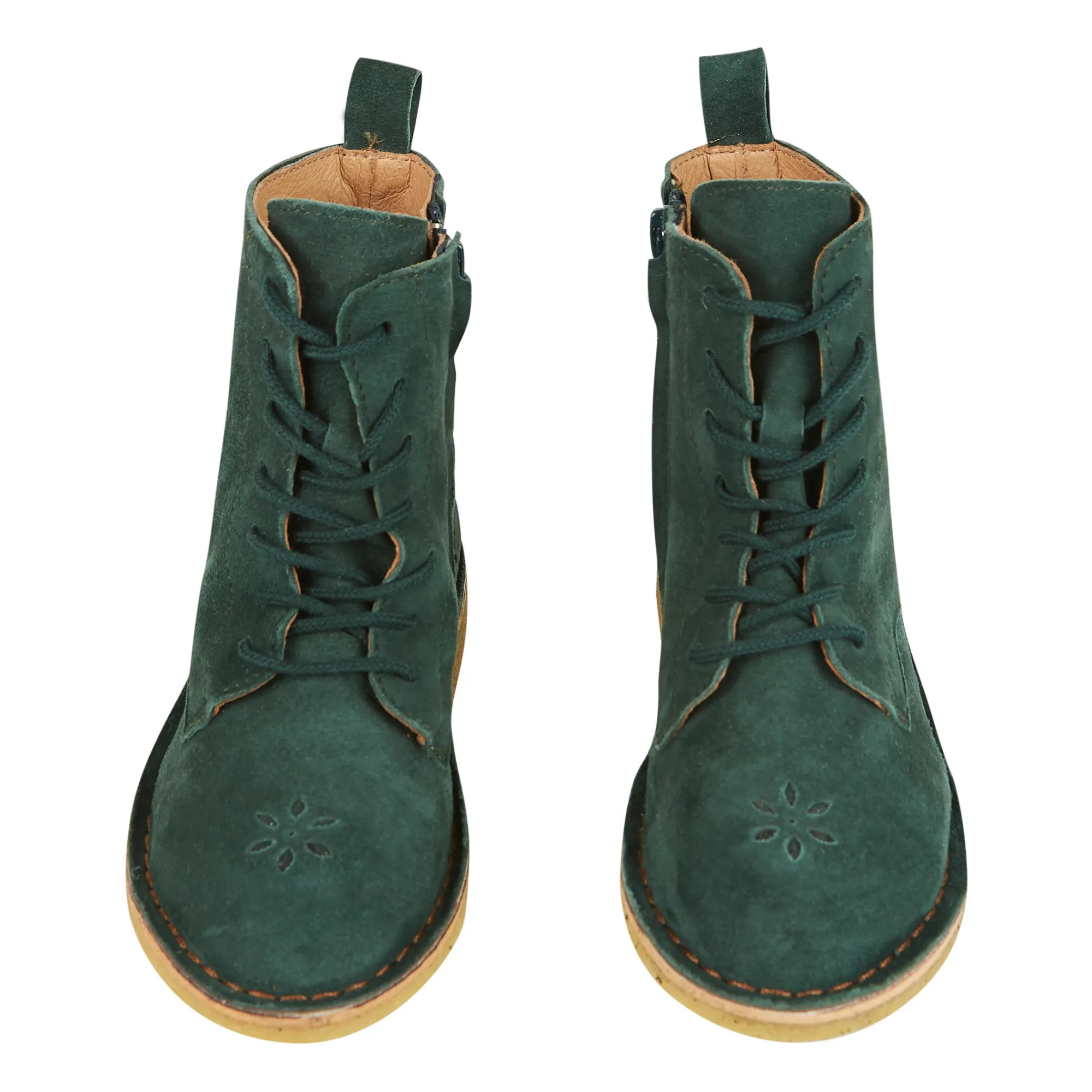 Emile Et Ida Green Emi Leather Lace-Up Boots