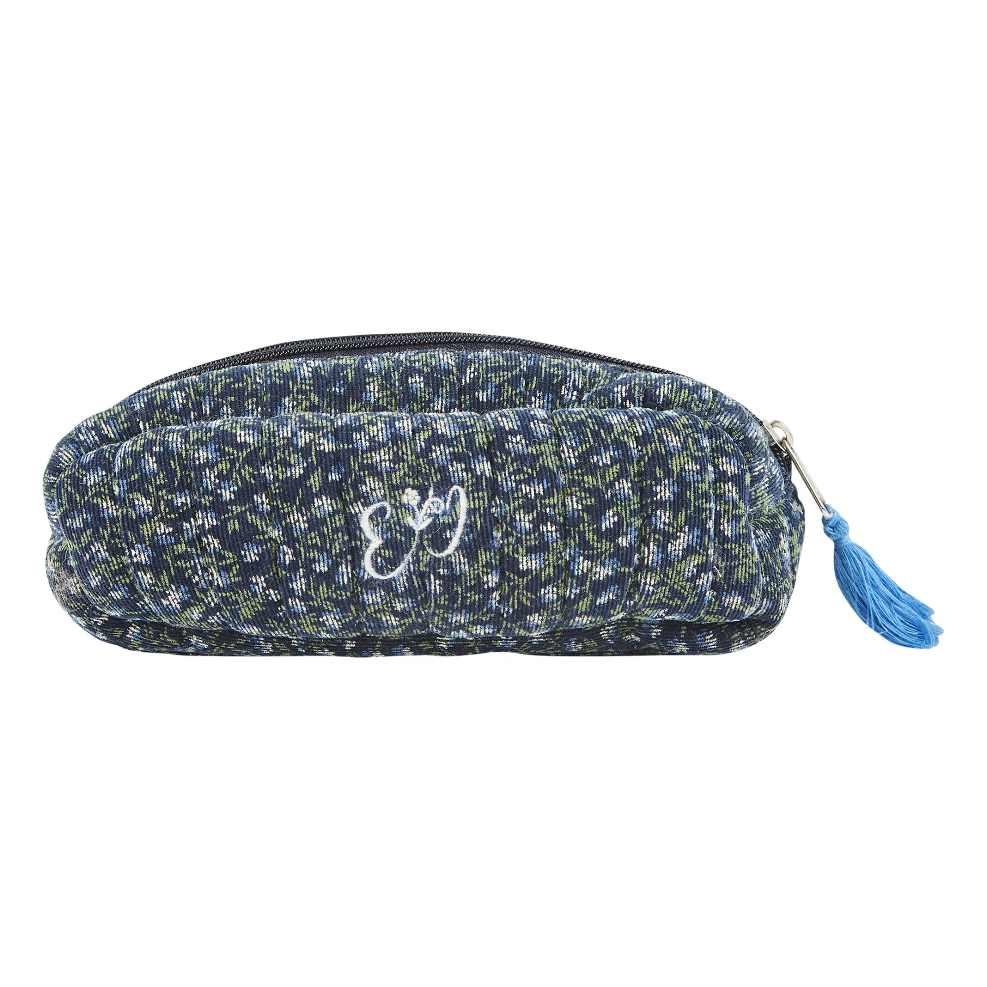 Emile Et Ida Navy Blue Floral Corduroy Pouch