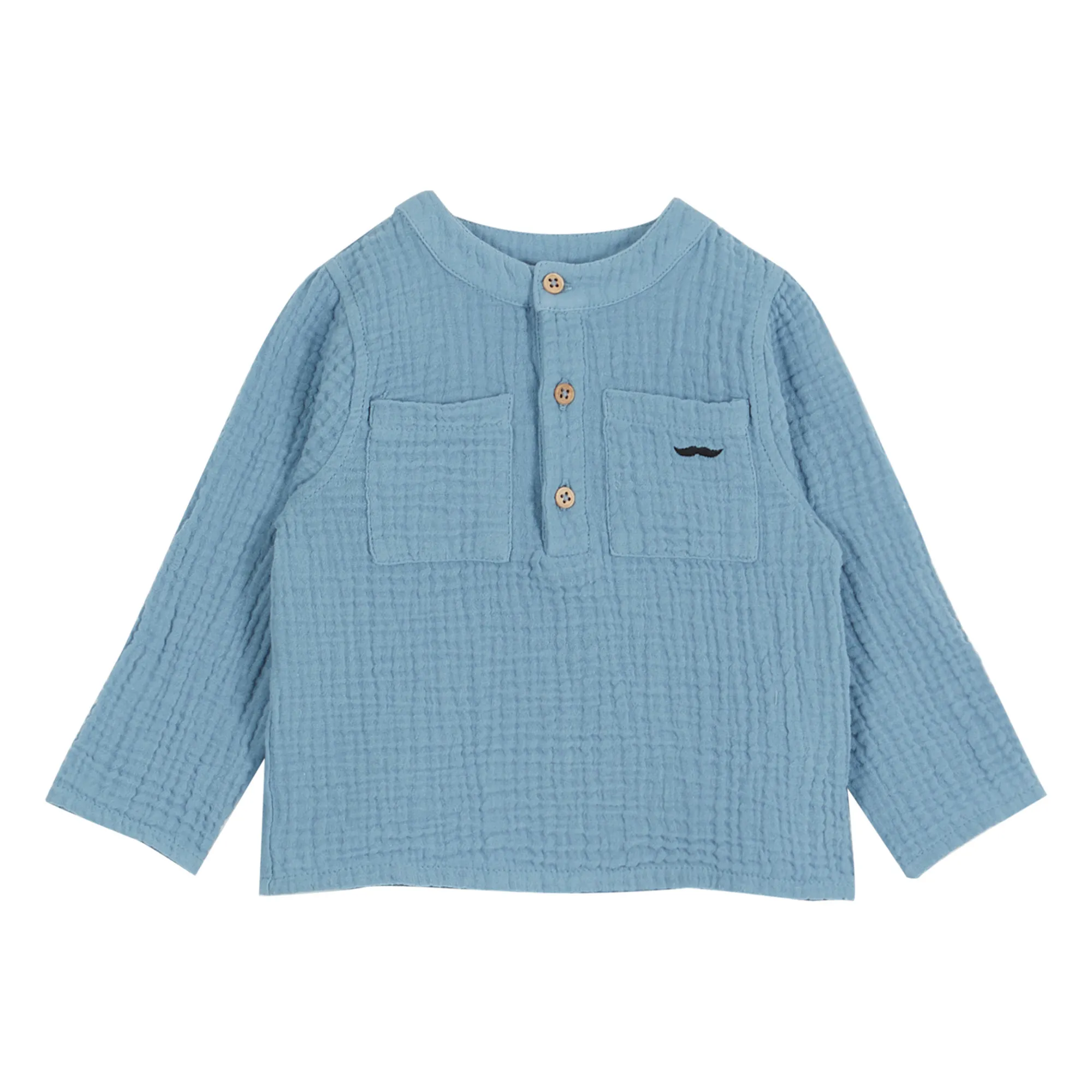 Emile Et Ida Light Blue Cotton Muslin Kurta Shirt