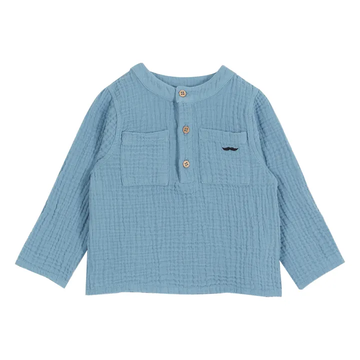 Cotton Muslin Kurta Shirt | Light blue- Product image n°0