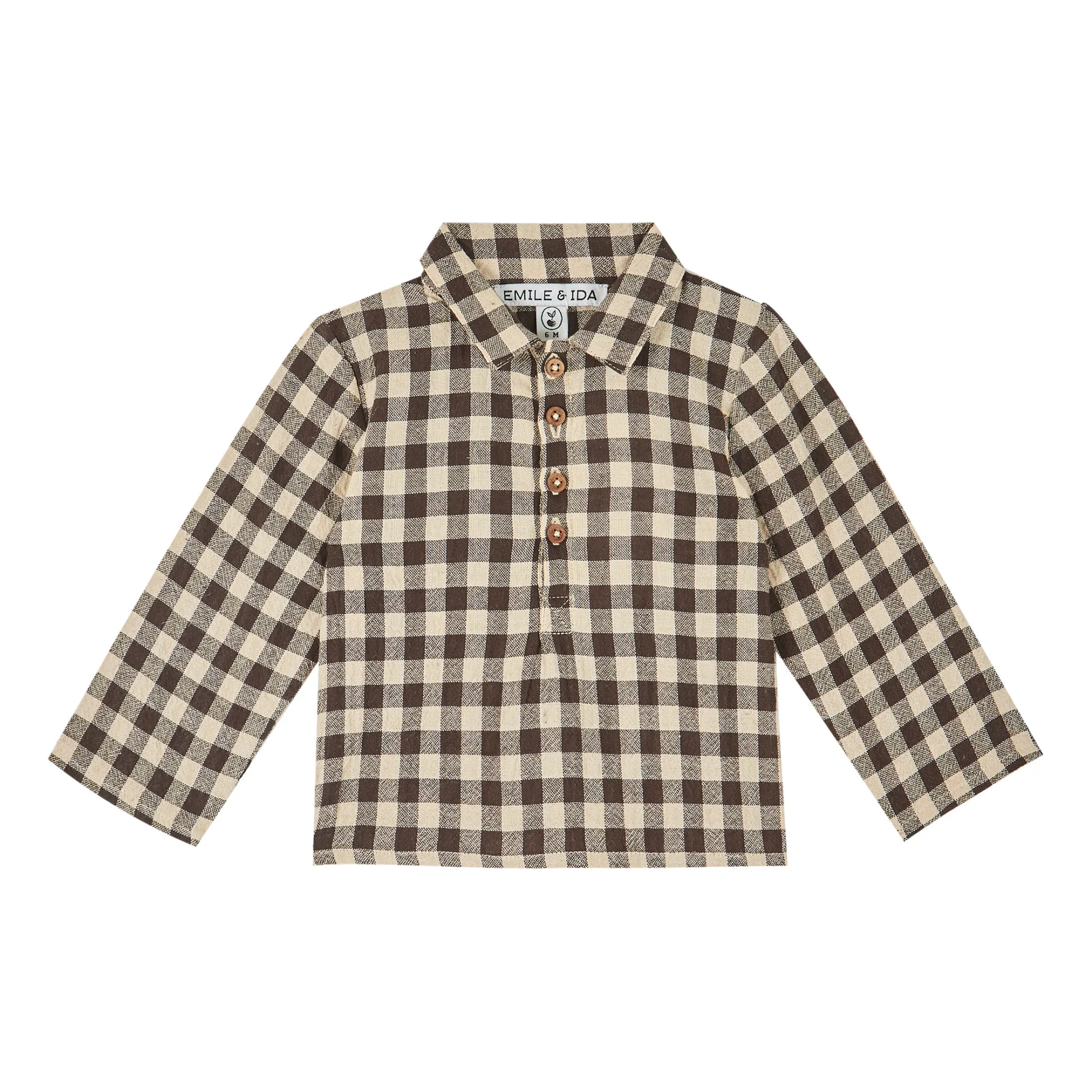 Emile Et Ida Ecru Gingham Kurta Shirt