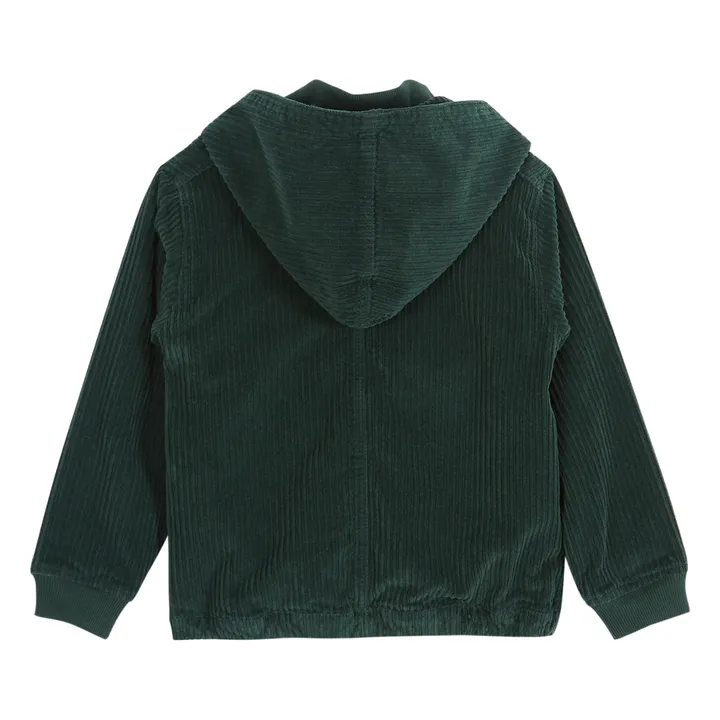 Corduroy Faux Fur-Lined Coat | Green- Product image n°1
