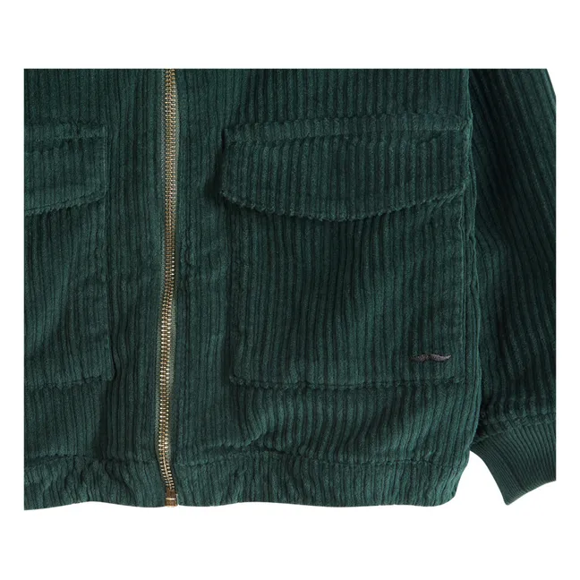 Cappotto in Velluto a Coste Stile Pelliccia | Verde