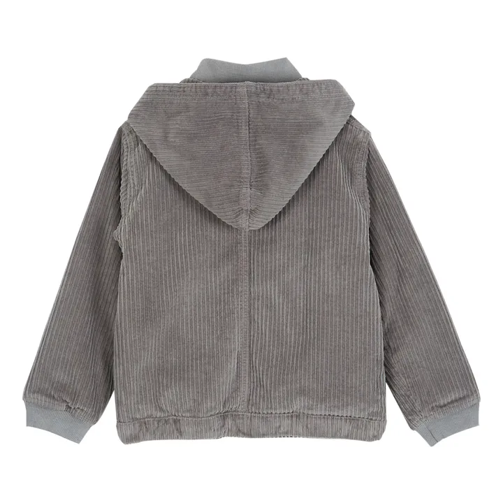 Manteau Velours Côtélé Fourré Façon Fourrure | Gris- Image produit n°1