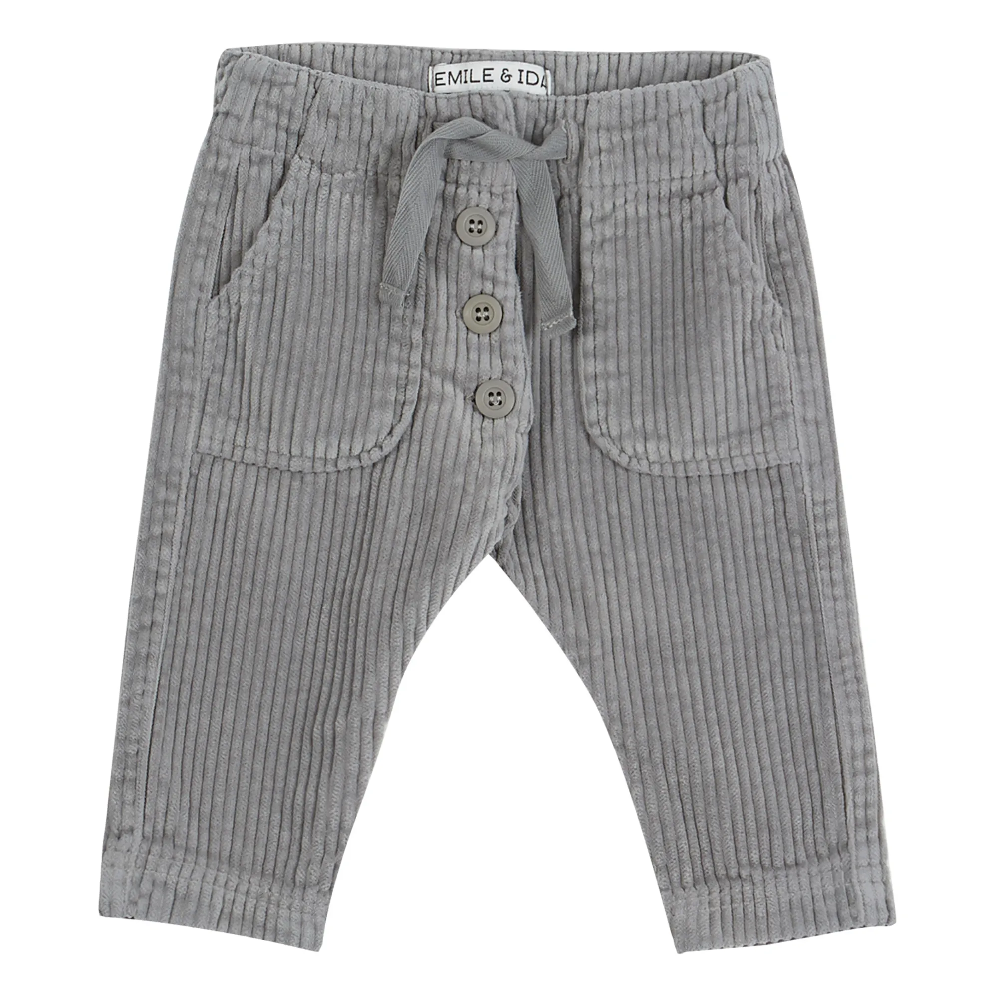 Emile Et Ida Grey Button-Up Corduroy Trousers