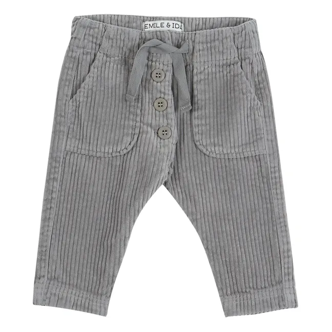 Button-Up Corduroy Trousers | Grey