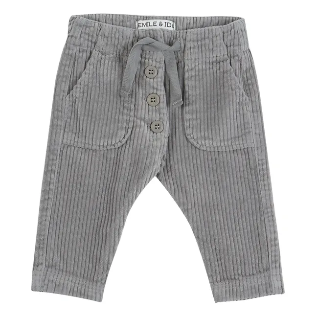 Pantalon Velours Côtelé Boutonné | Gris