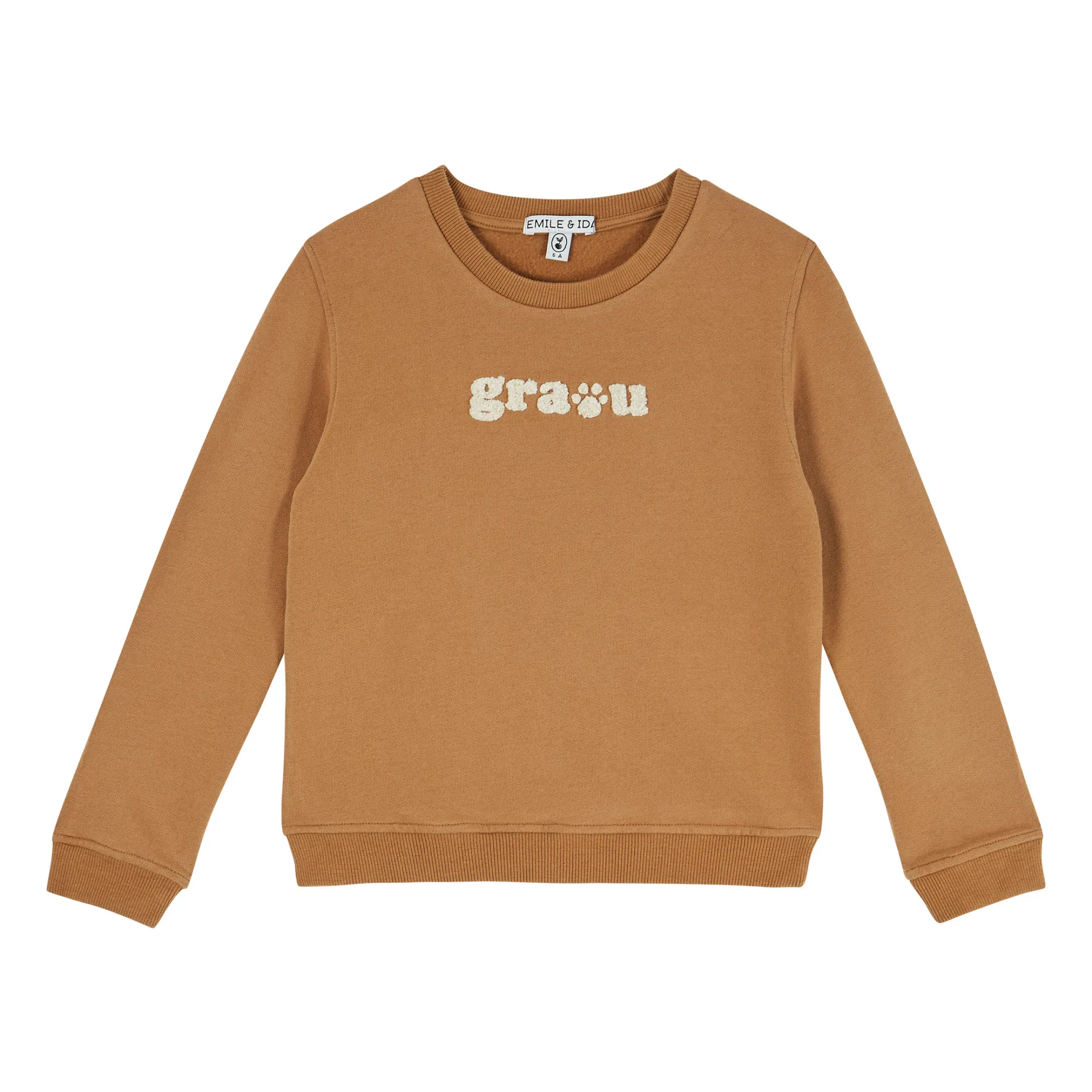 Emile Et Ida Camel Graou Organic Cotton Bouclette Sweatshirt