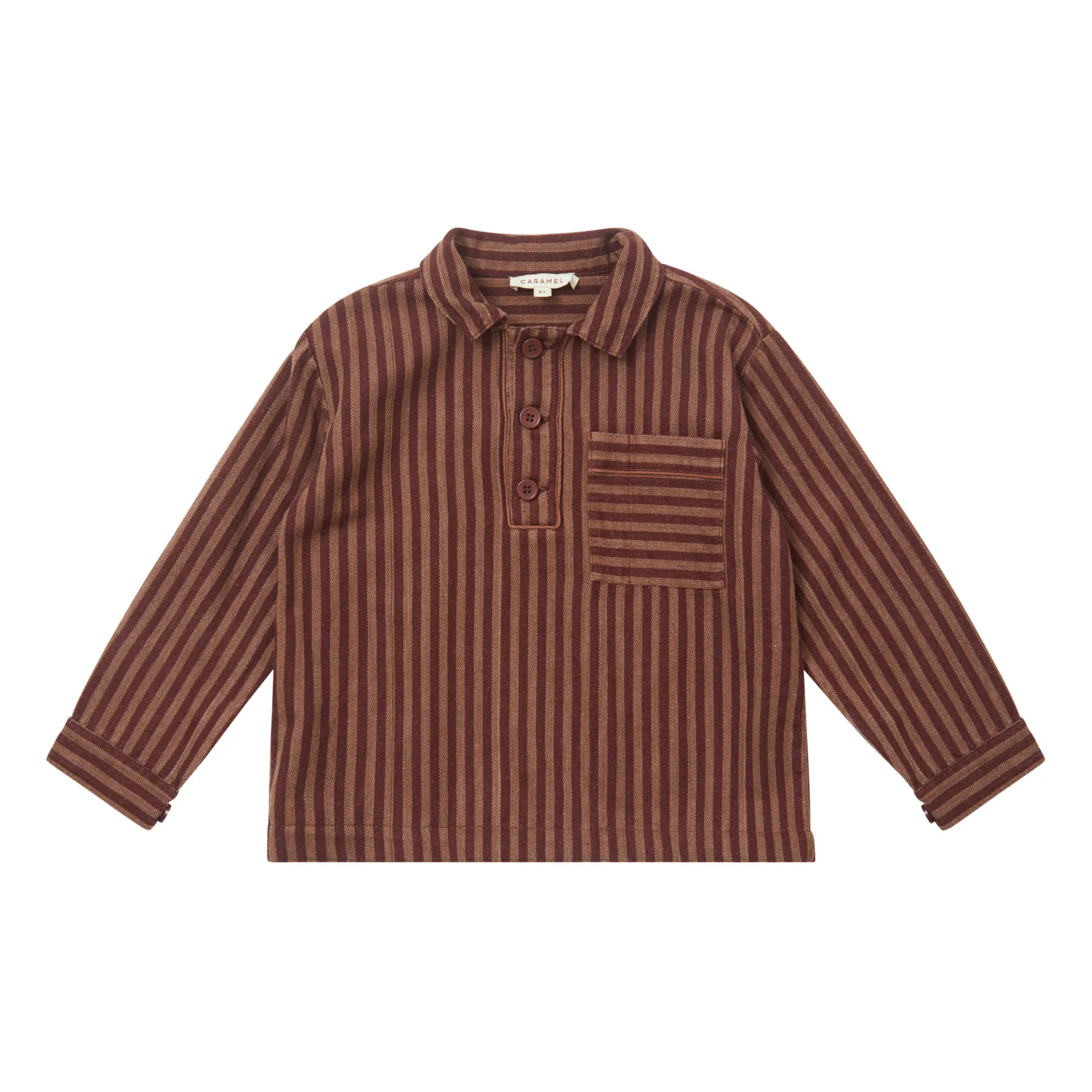 Caramel Burgundy Walnut Striped Shirt