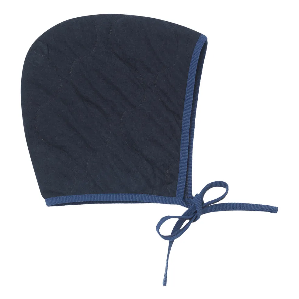 Caramel Navy Blue Broom Quilted Bonnet