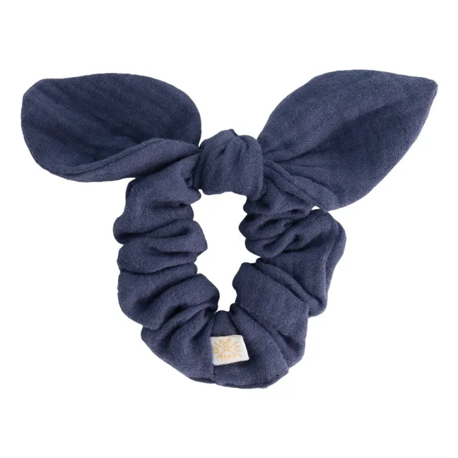 Cotton Muslin Bow Scrunchie | Blue
