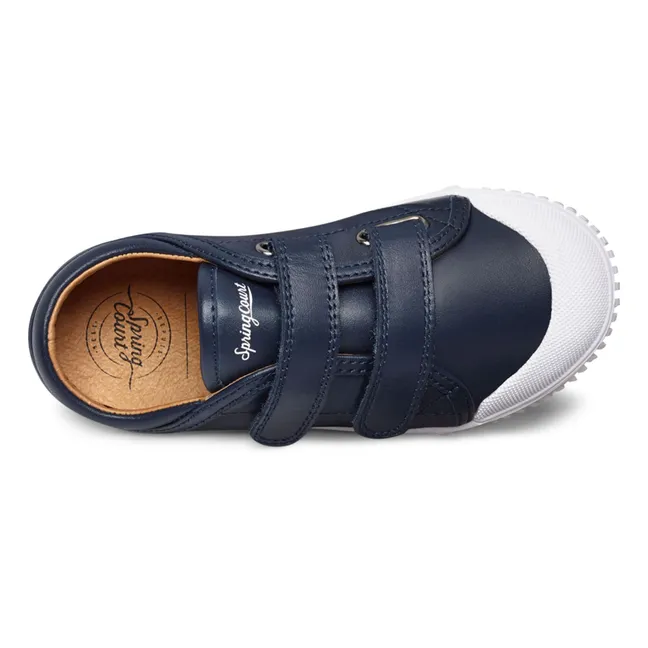 G2 Nappa Low-Top Velcro Sneakers | Navy blue