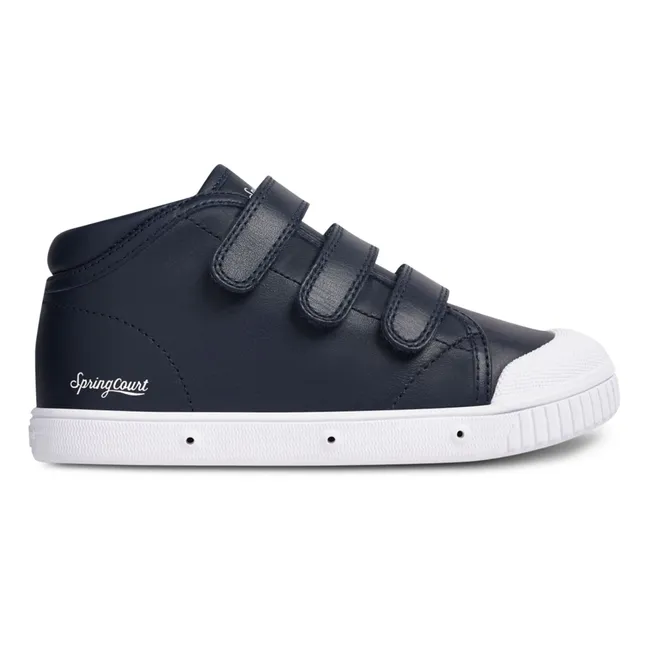 B2 Nappa High-Top Velcro Sneakers | Navy blue