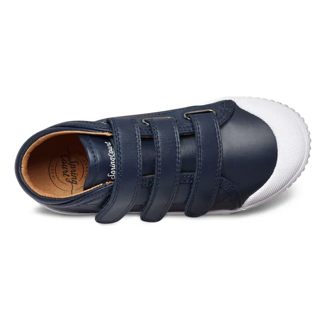 B2 Nappa High-Top Velcro Sneakers | Navy blue