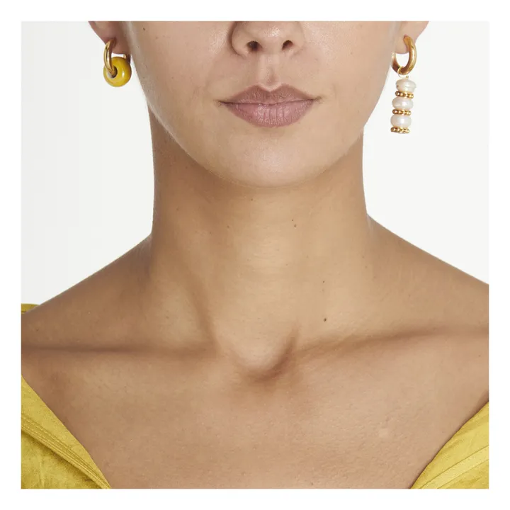Perlen- und Donut-Ohrringe | Gelb- Produktbild Nr. 1