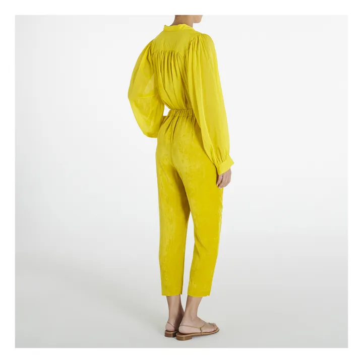 Bohemian Cotton and Silk Blouse | Yellow- Product image n°2