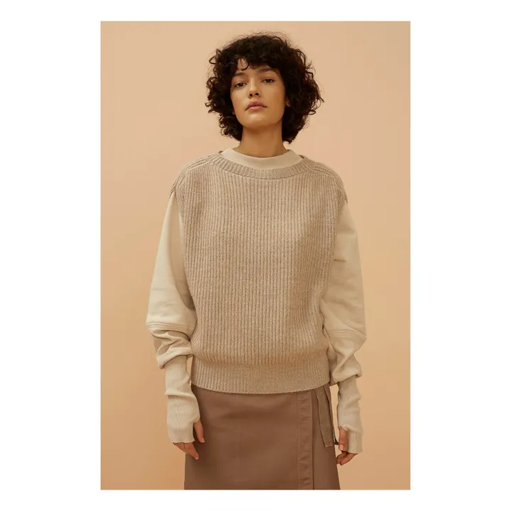Jersey Farrah de lana merina | Beige- Imagen del producto n°5