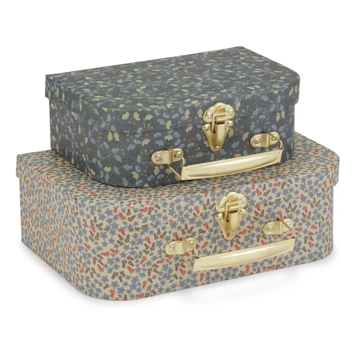 Kleine Koffer aus FSC-Karton Champ bleu/Nuit des fleurs - 2er-Set | Blau- Produktbild Nr. 0