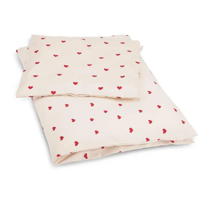 Juego de cama de algodón orgánico Amour rouge | Rojo- Imagen del producto n°0