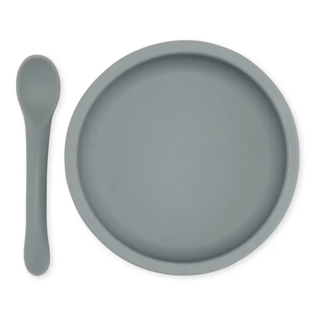 Ciotola e cucchiaio in silicone | Blu