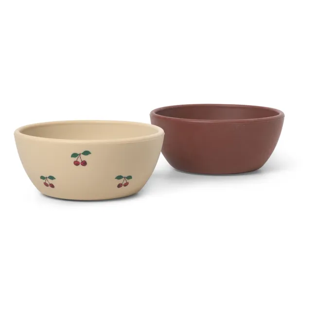 Cherry/Mocca Silicone Bowls - Set of 2 | Cherry red